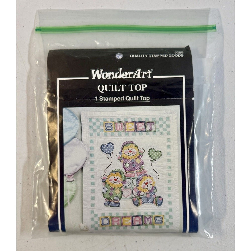 WonderArt 3 Bears & Dream Clown Stamped Cross Stitch Quilt Top 9255 Pattern